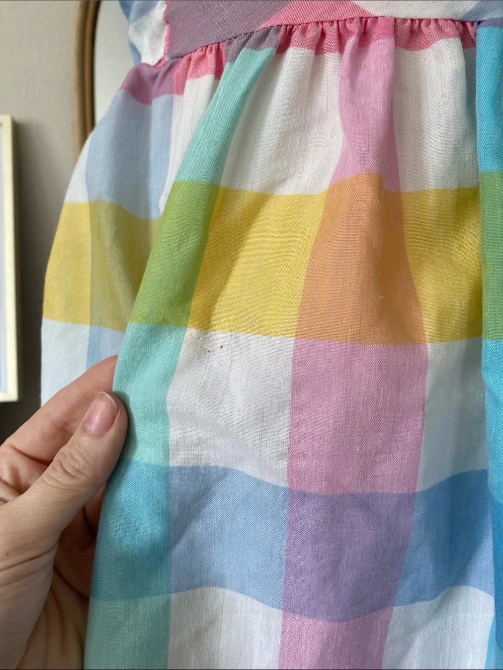 Vintage 1960s Rainbow Plaid Fit and Flare Dress - Picture 4 of 15